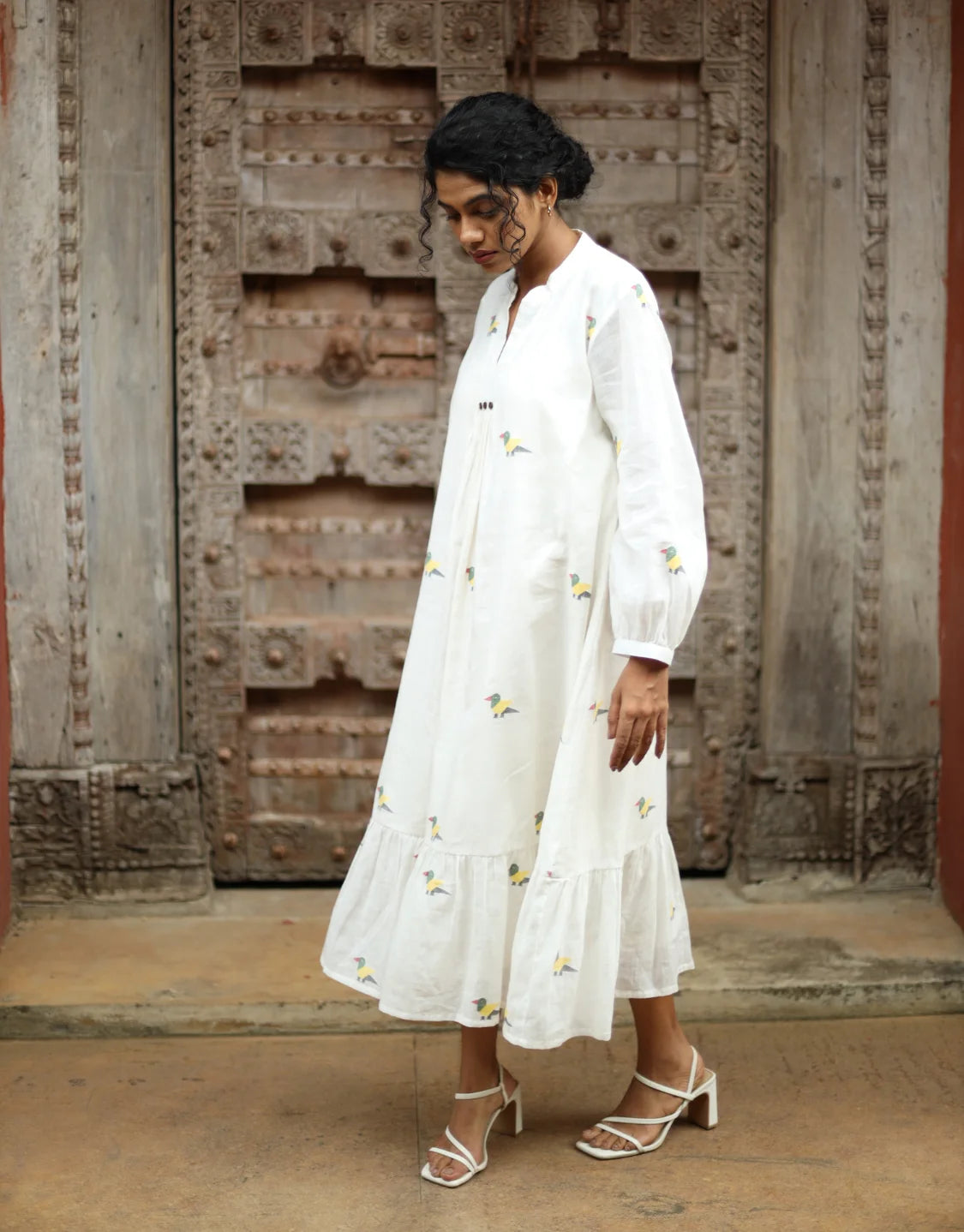 cotton calf length dresses Kiara Jamdani Cotton Calf-length dress Tritva