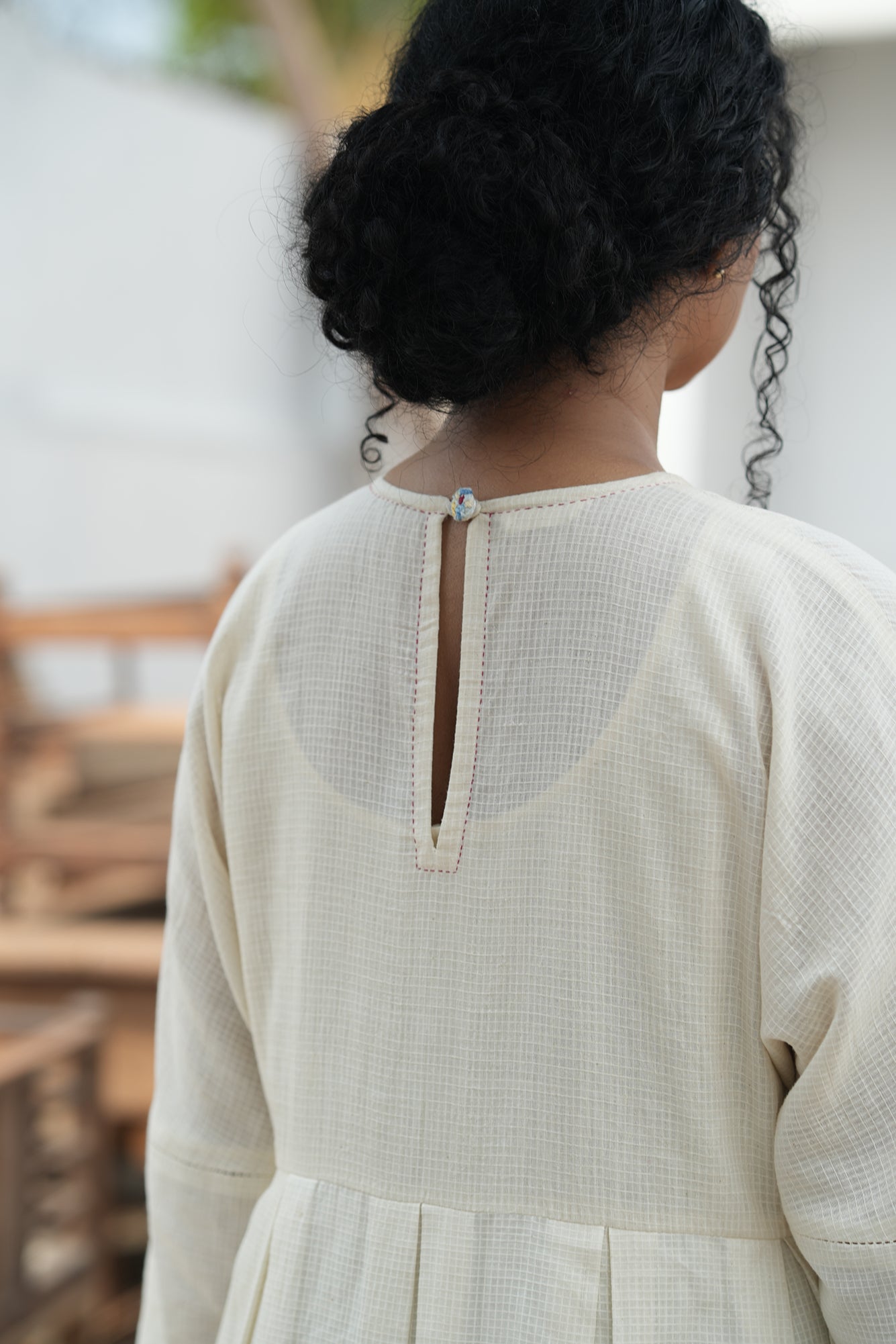 Sweet-Pea Hand Embroidered Cotton Pleated Dress