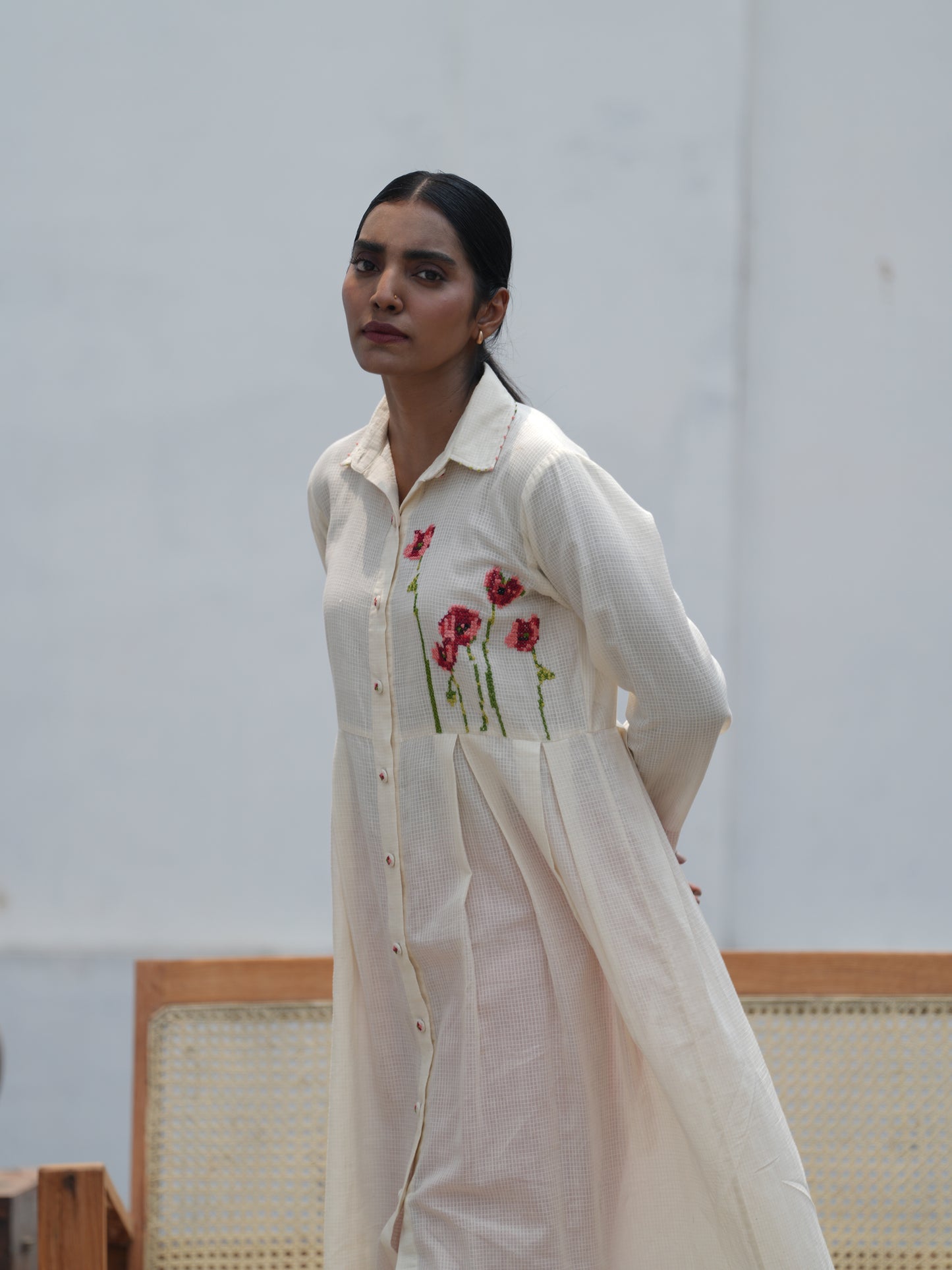 Poppy Handloom Cotton Hand Embroidered Co-Ord Set