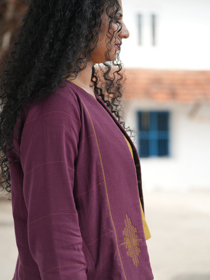 Sutra Cotton Linen Collarless Jacket