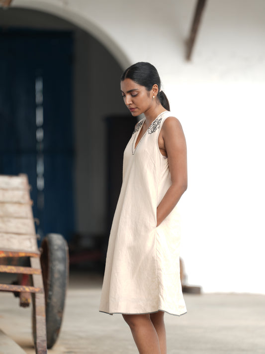 Kavi Cotton Linen Short Dress