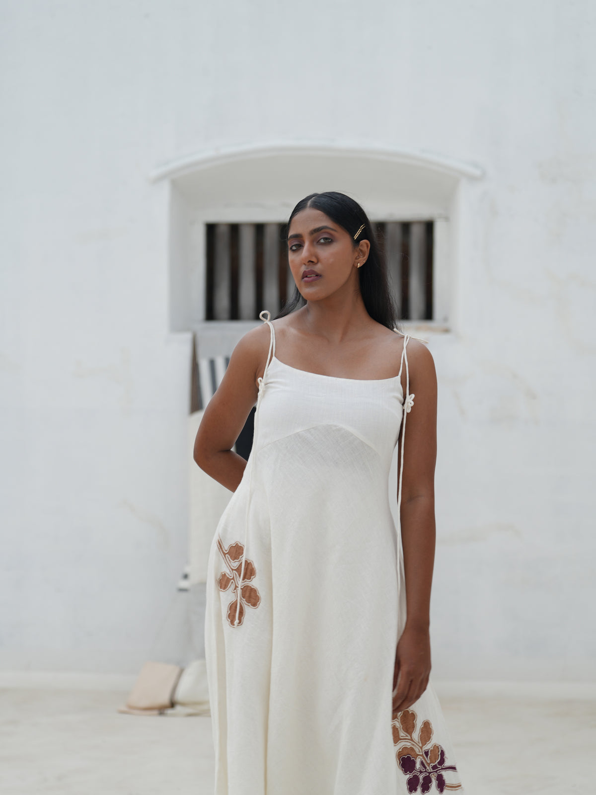 Sienna Off-White Linen Strap Dress