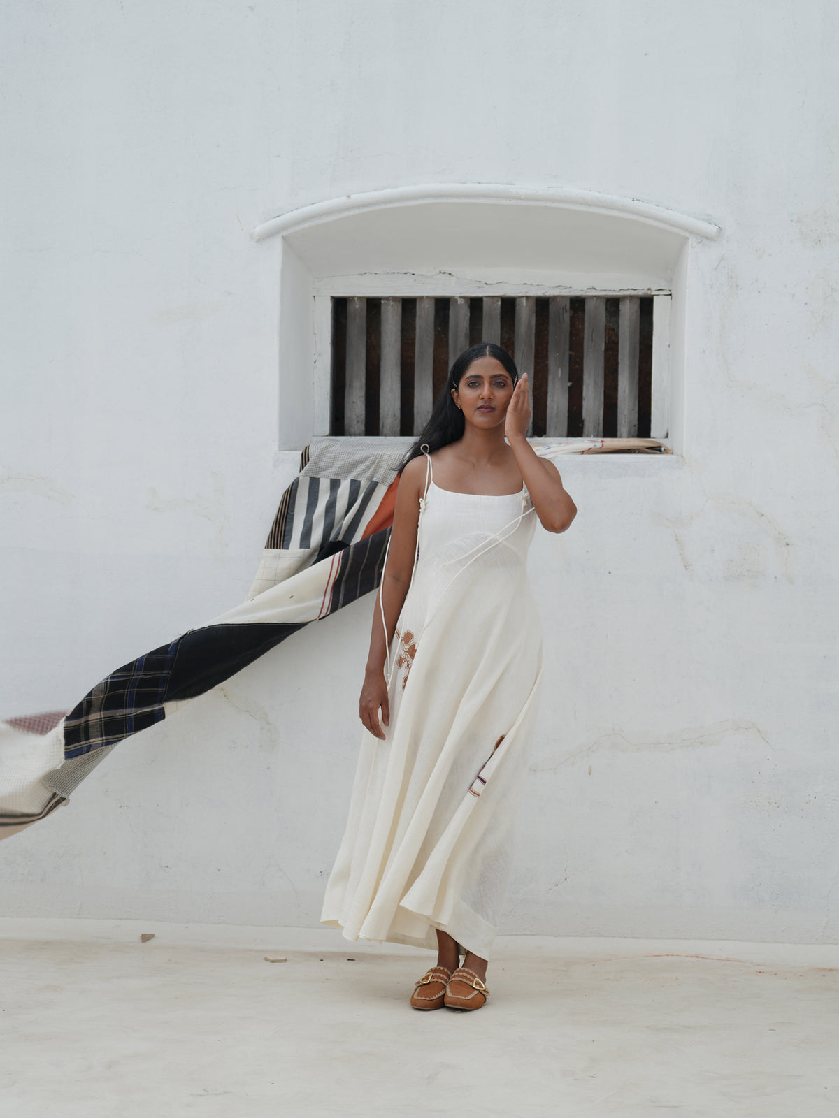 Sienna Off-White Linen Strap Dress