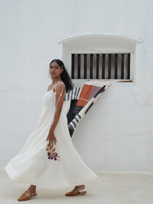 Sienna Off-White Linen Strap Dress