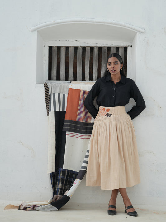 Ivy Cotton Linen Pleated Skirt