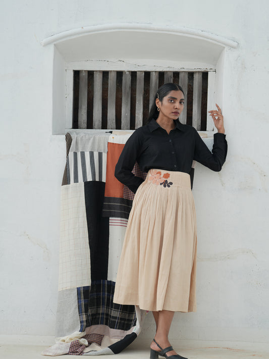 Ivy Cotton Linen Black Shirt