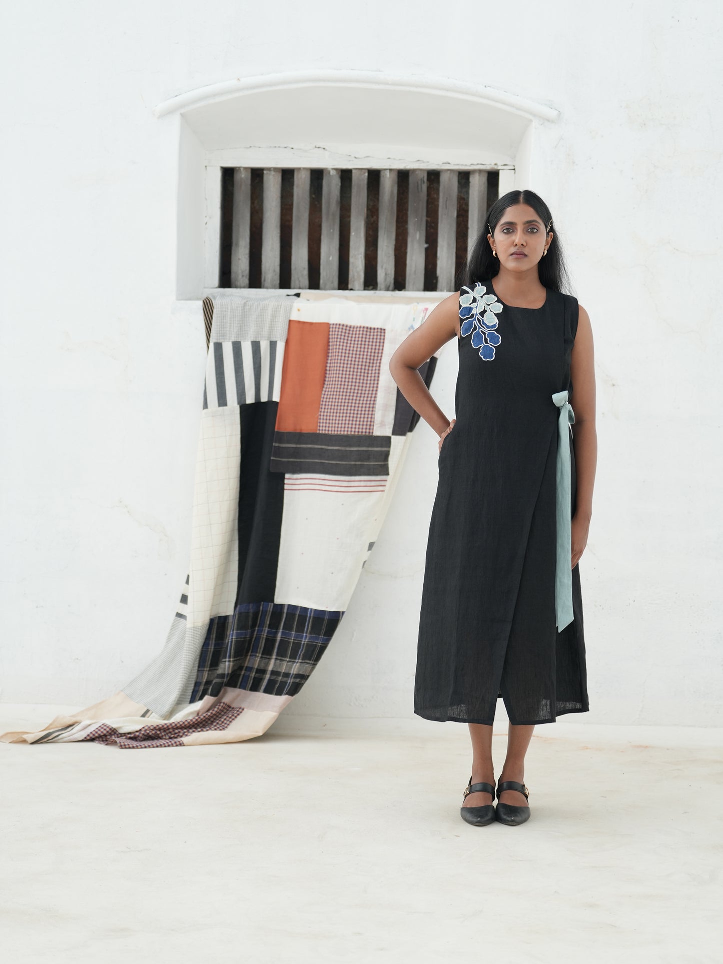 Aire Cotton Linen Wrap Dress