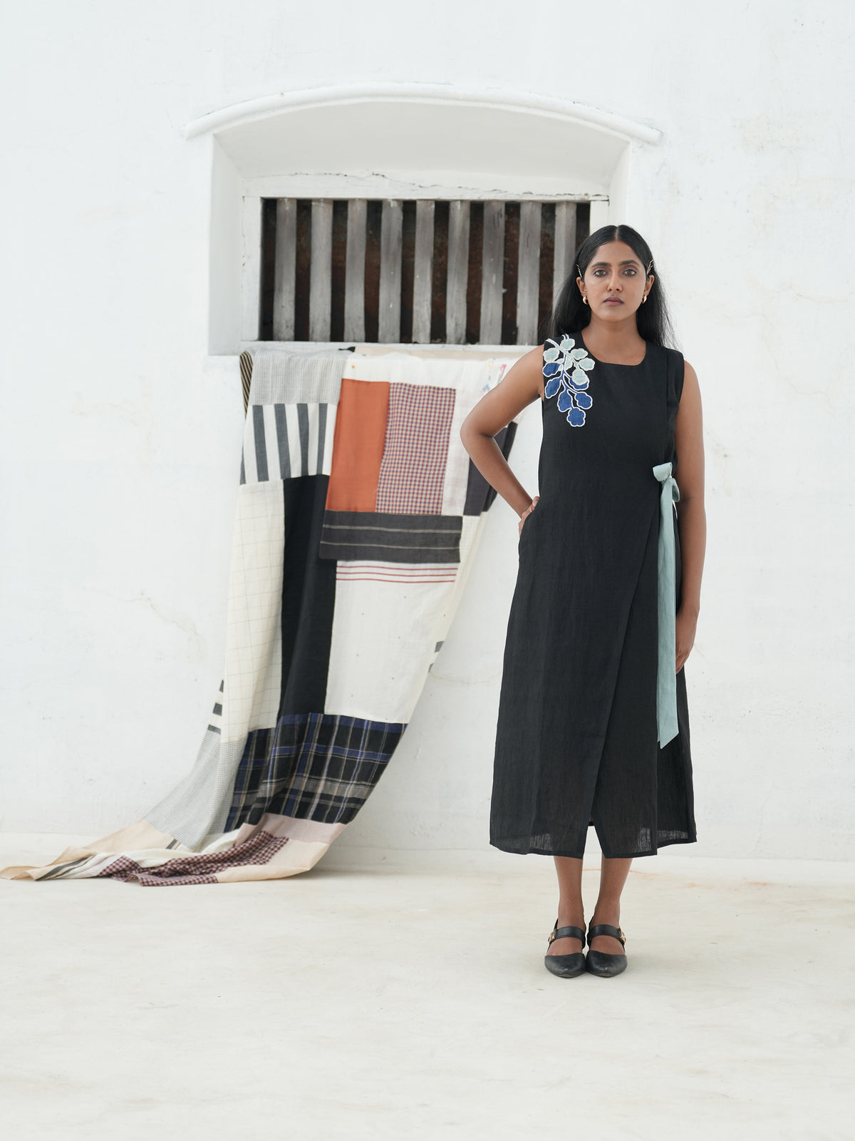 Aire Cotton Linen Wrap Dress