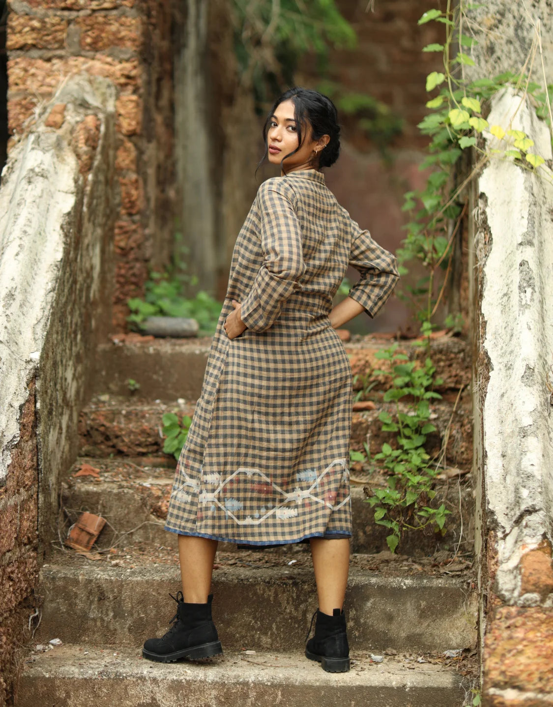 Dhara Jamdani Cotton Calf Length Dress