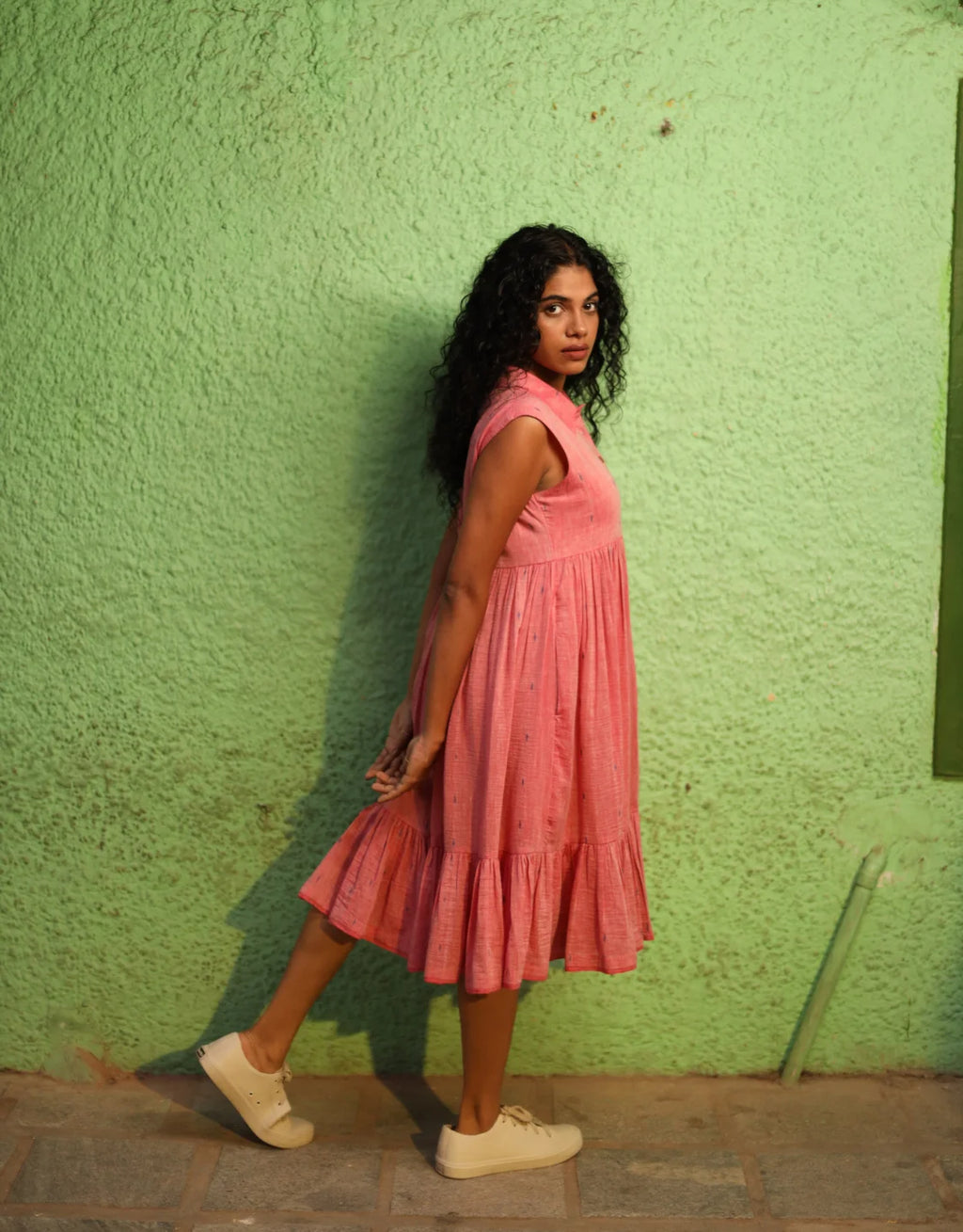 Rumi Jamdani Cotton Knee Length Dress