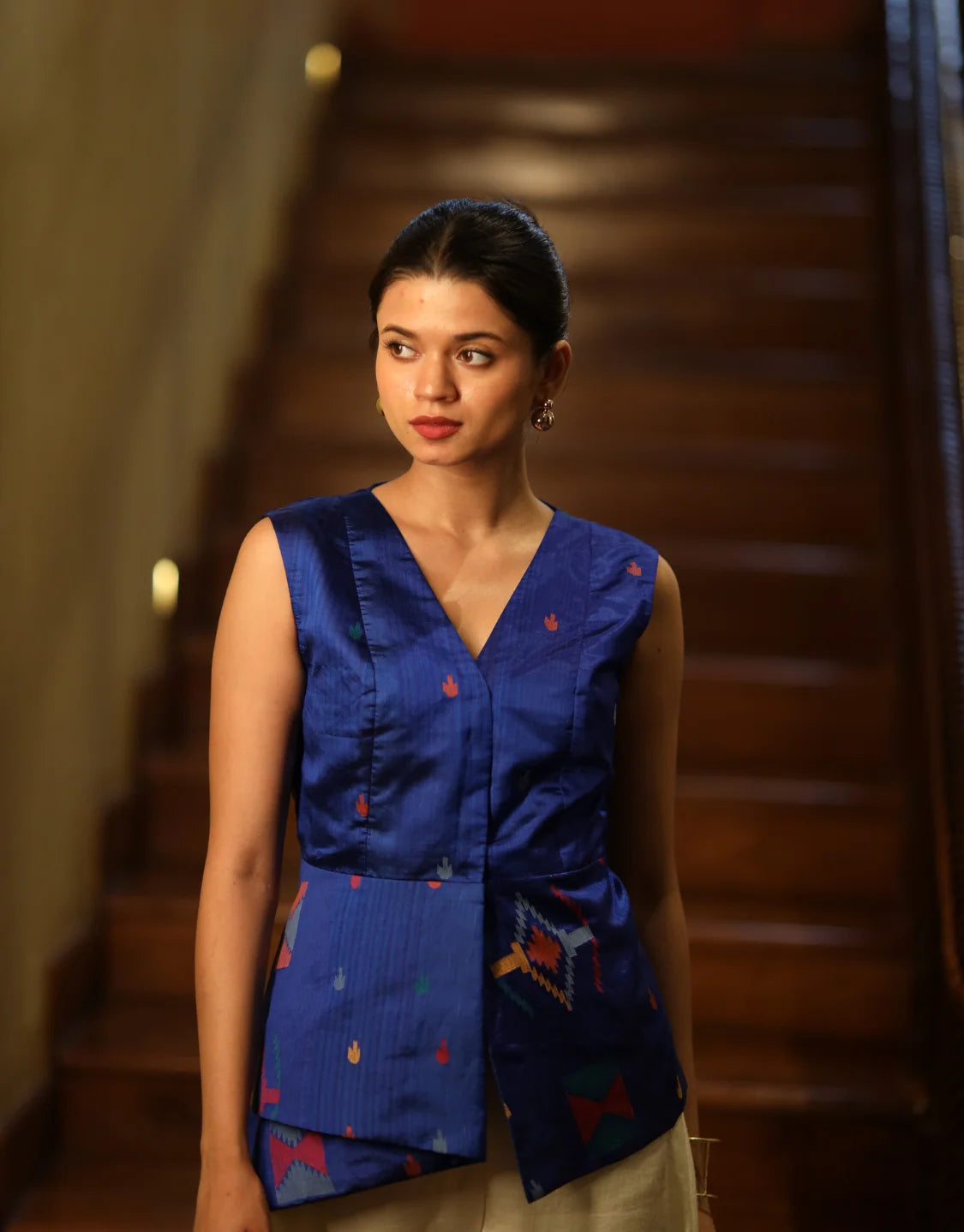 Ekta Jamdani Cotton Panelled Top With Palazzo Pant