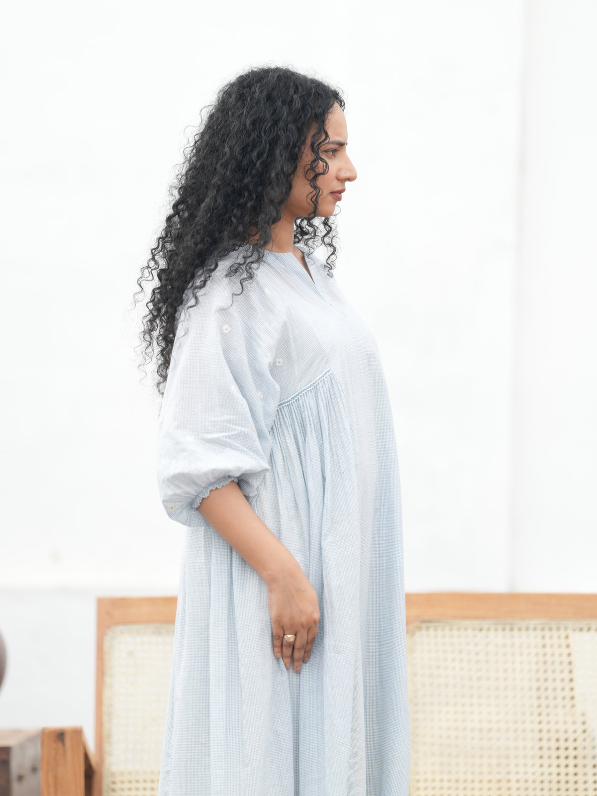 Florette Hand Embroidered Cotton Shirt Dress