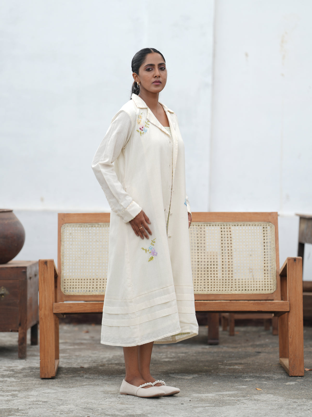 Garden Cross-Stitch Hand Embroidered Jacket Dress
