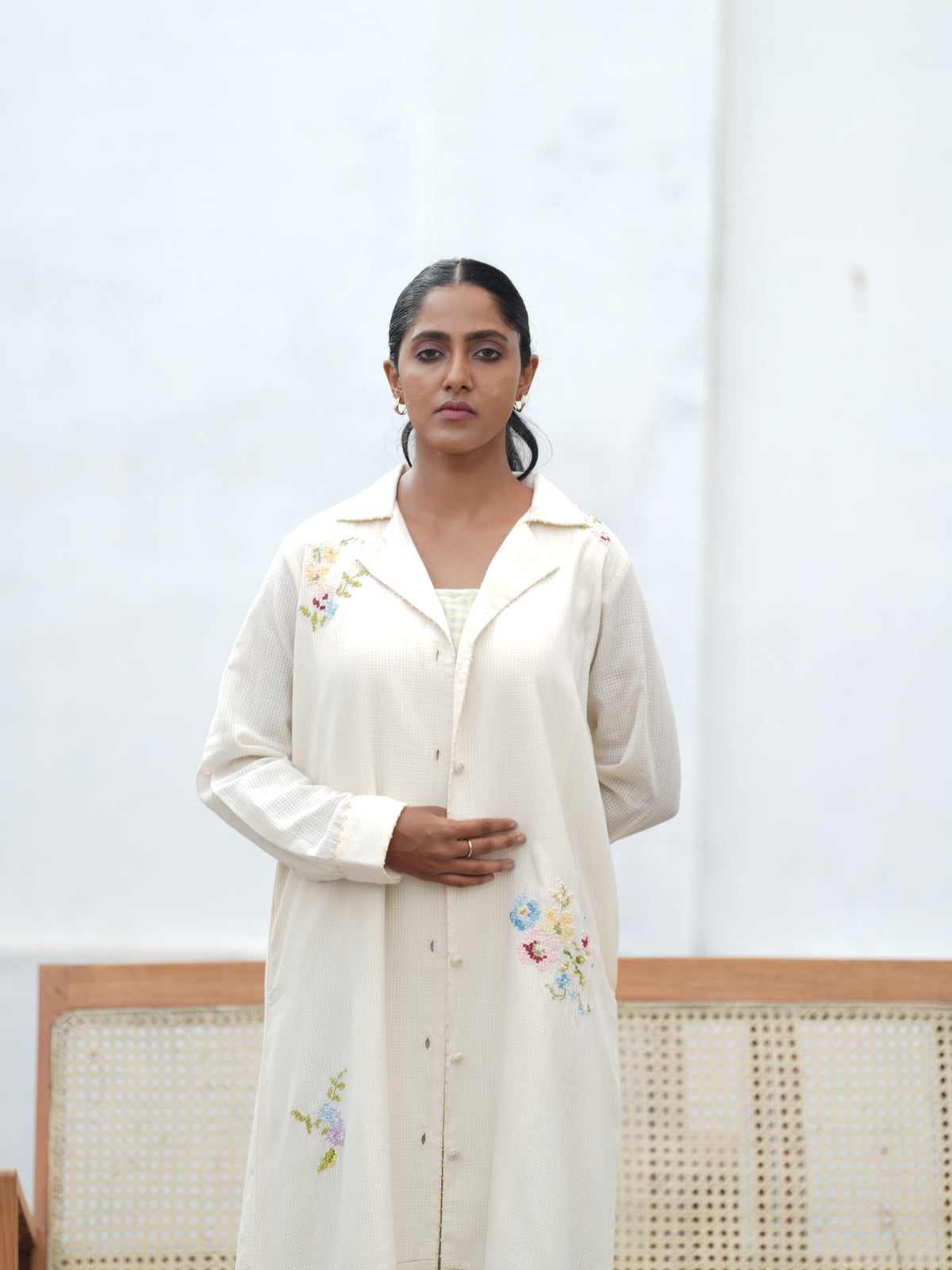 Garden Cross-Stitch Hand Embroidered Jacket Dress
