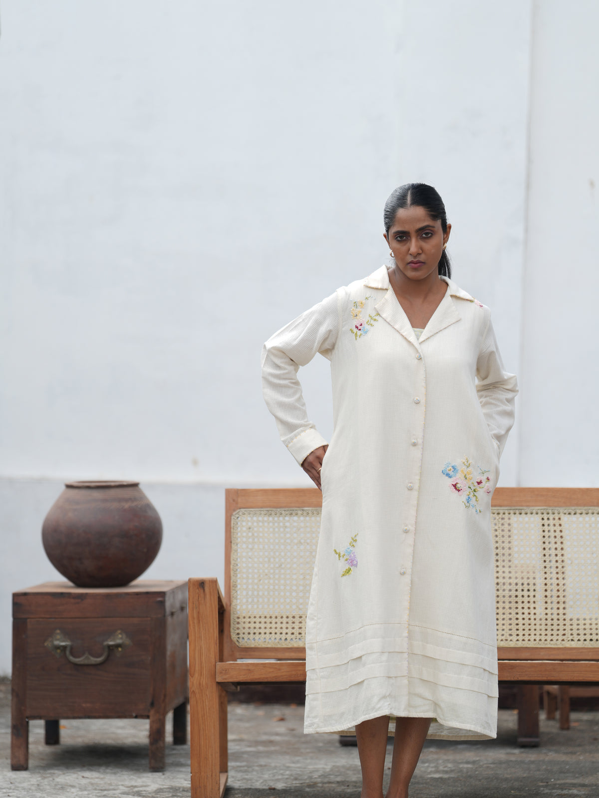 Garden Cross-Stitch Hand Embroidered Jacket Dress