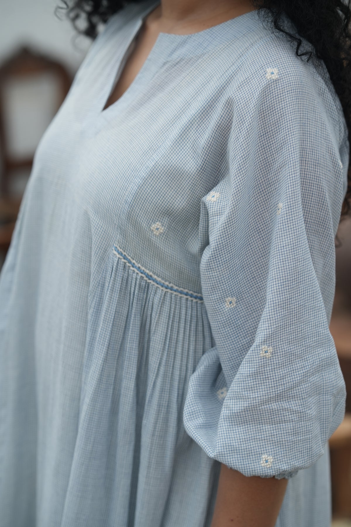 Florette Hand Embroidered Cotton Shirt Dress