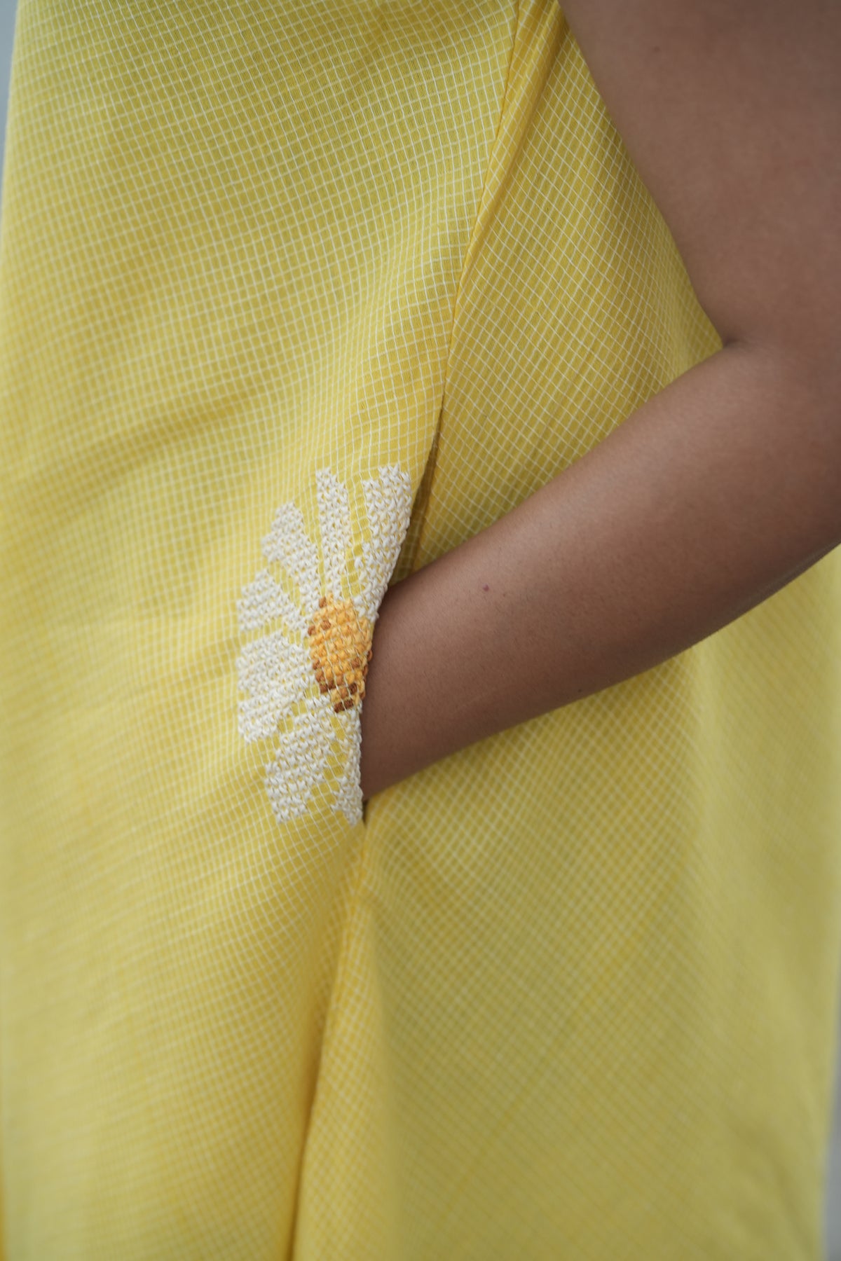 Daisy Handloom Cotton Circle Dress - Yellow