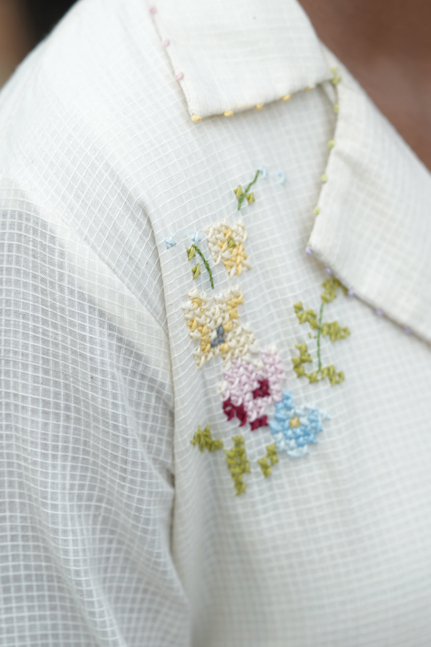 Garden Cross-Stitch Hand Embroidered Jacket Dress