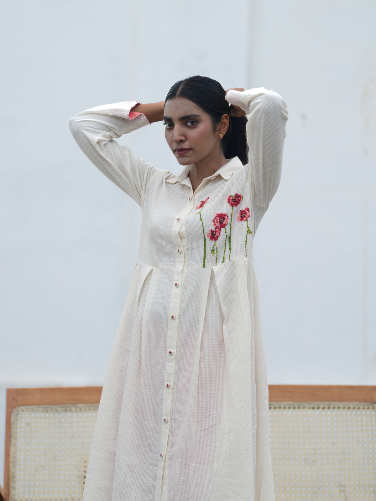 Poppy Handloom Cotton Hand Embroidered Co-Ord Set