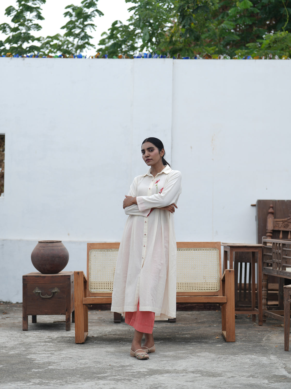 Poppy Handloom Cotton Hand Embroidered Co-Ord Set