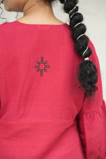 Urmi Cotton Linen V-cut Yoke Dress