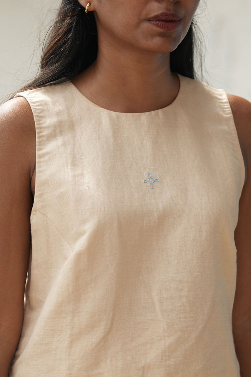 Ananta Cotton Linen Crop Top With Skirt