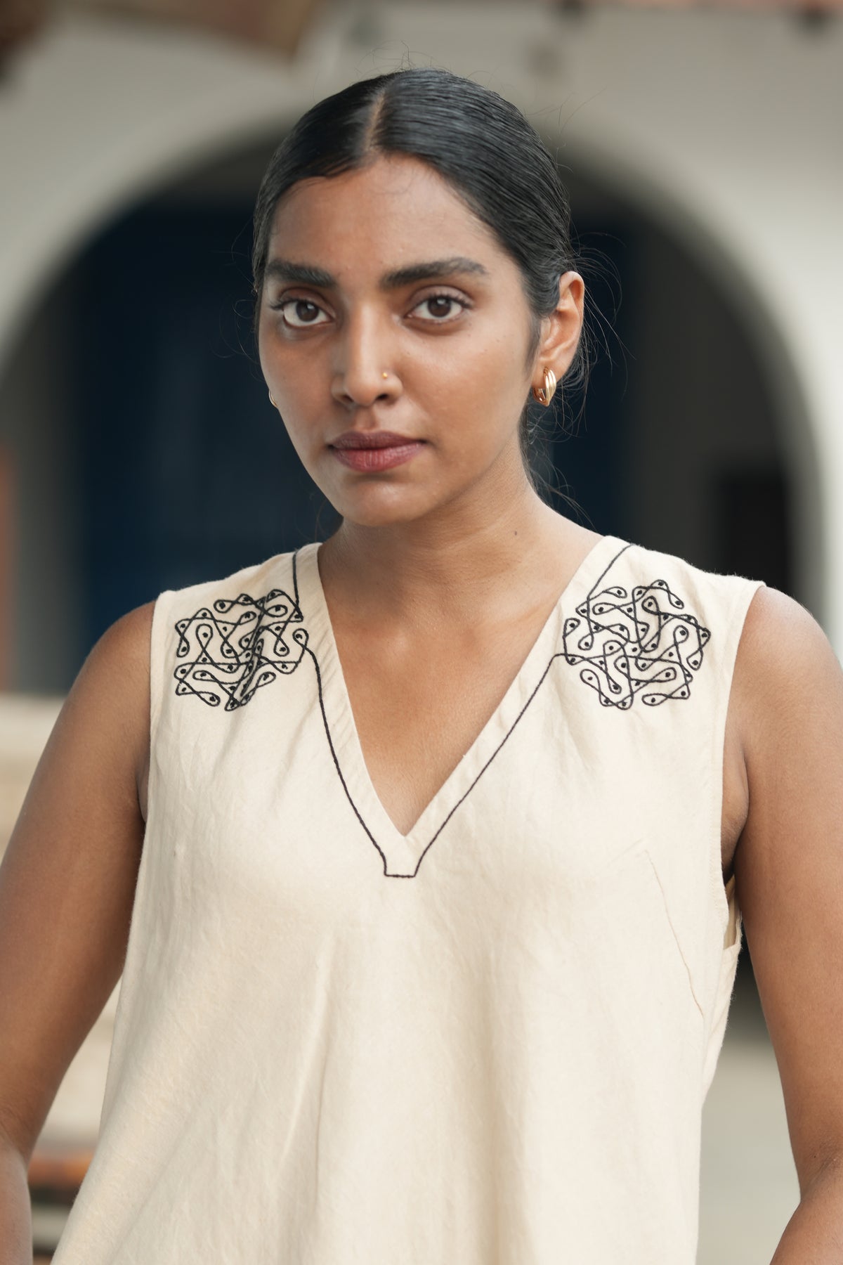 Kavi Cotton Linen Short Dress