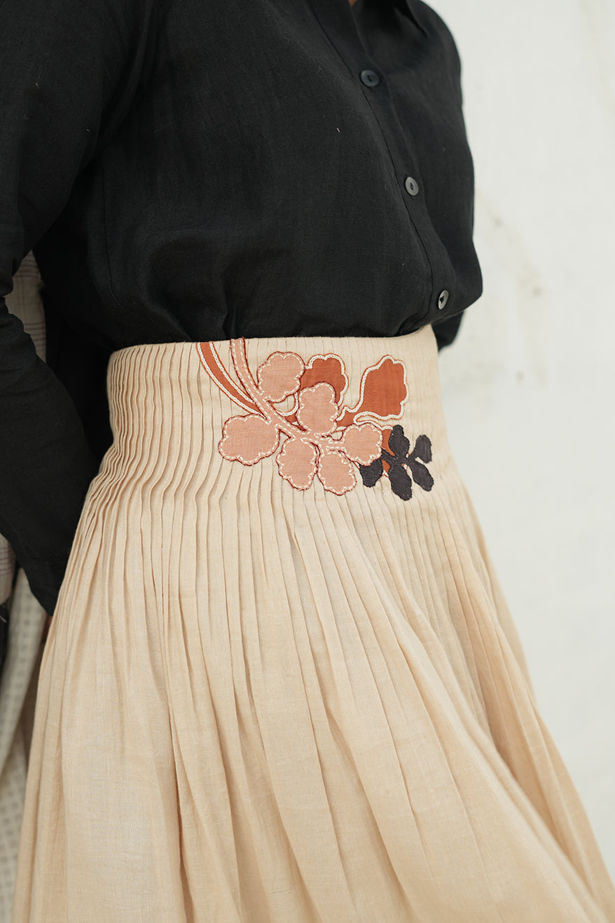 Ivy Cotton Linen Pleated Skirt